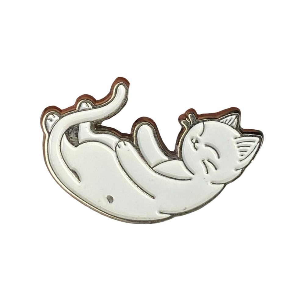 White Lazy Sleeping Cat Enamel Pin Collectible